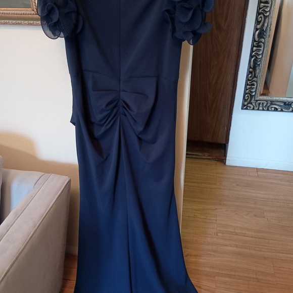 Xscape Nordstroms Navy Ruched Strapless Sheath Evening Gown - Picture 14 of 15